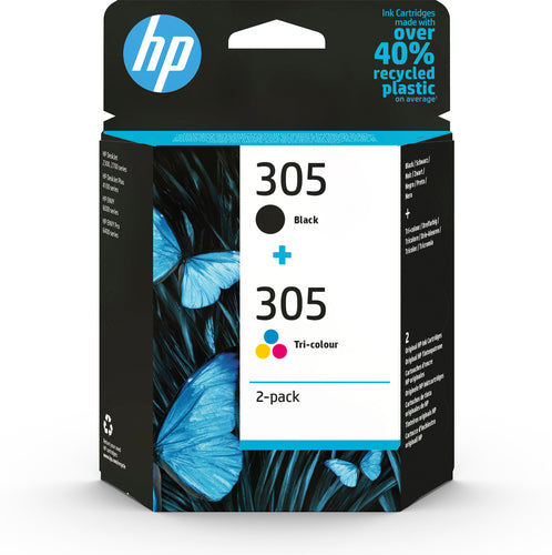 Hp 305 - Pack x2 jet d'encre authentique 6ZD17AE - Black + Tricolor