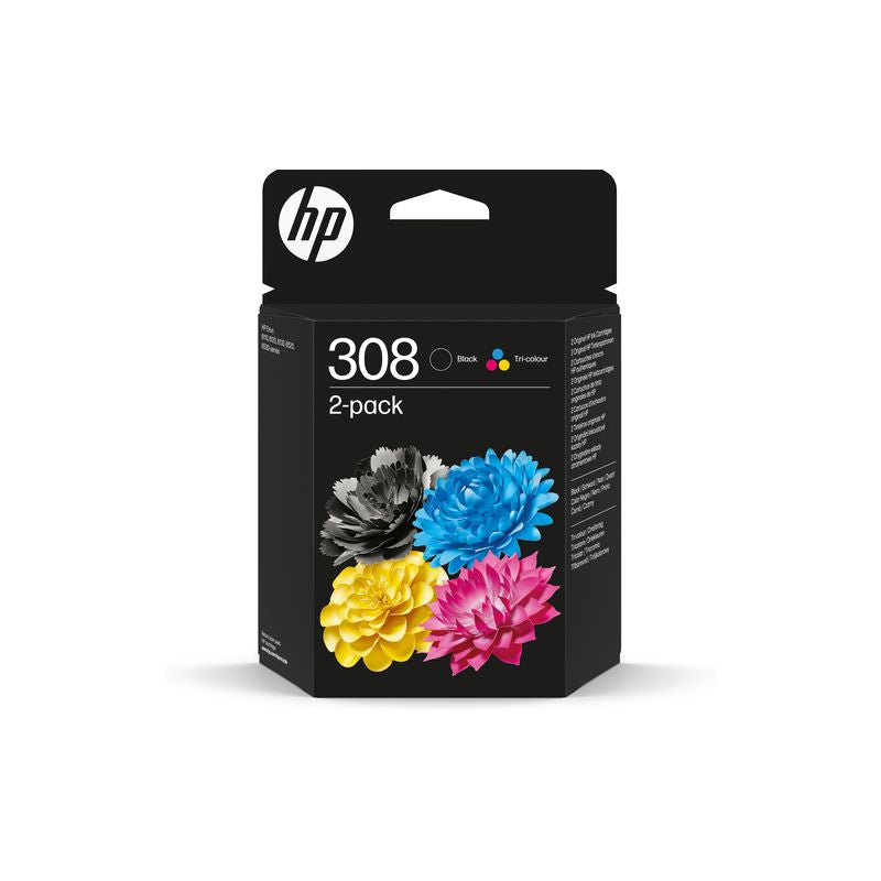 Hp 308 - Pack x 2 jet d'encre original 6L6S6UE - Black + Tricolor