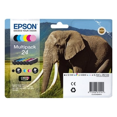 Epson KT2428 Pack x 6 original C13T24284011 - Black Cyan Magenta Yellow